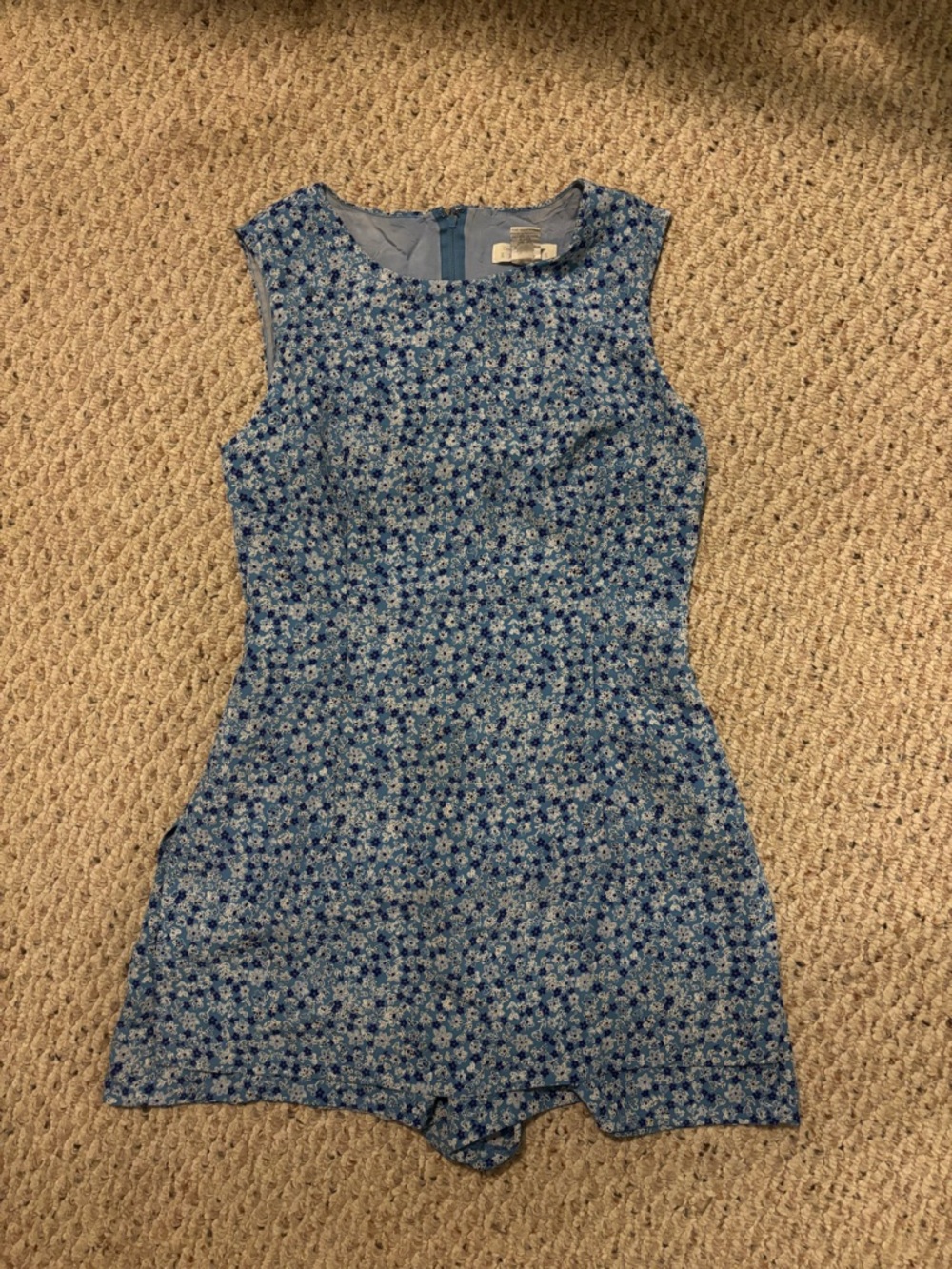 Blue Floral Sleeveless Romper